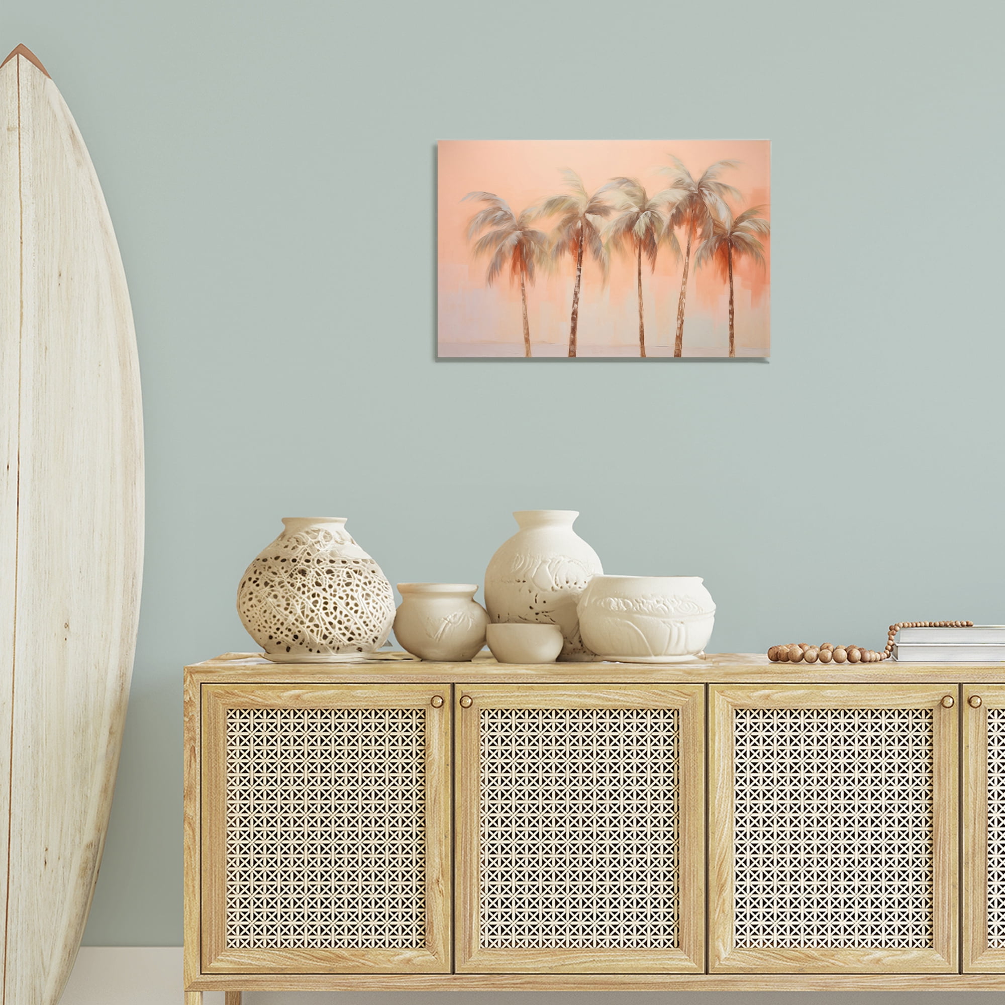 Stupell Industries Soft Palm Tree Lineup Plants & Flowers Painting Wrapped Canvas Art Print Wall Art, 24 x 16