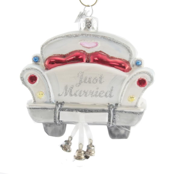 Kurt Adler NB1540 Noble Gems Just Married Car Ornament, 4-inch High, Glass