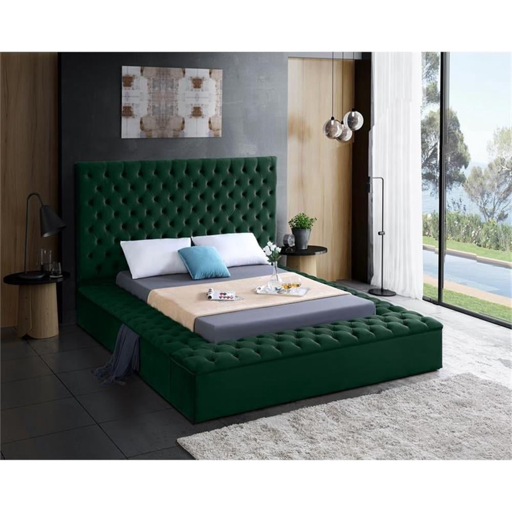 Meridian Furniture Bliss Modern Wood Storage Platform Bed, King, Green