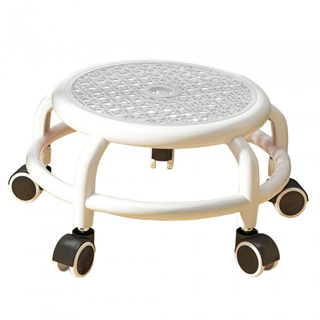 Tabouret Roulant Bas Pivotant pour Changer de Chaussures pour Bureau Garage Bibliothèque Gris
