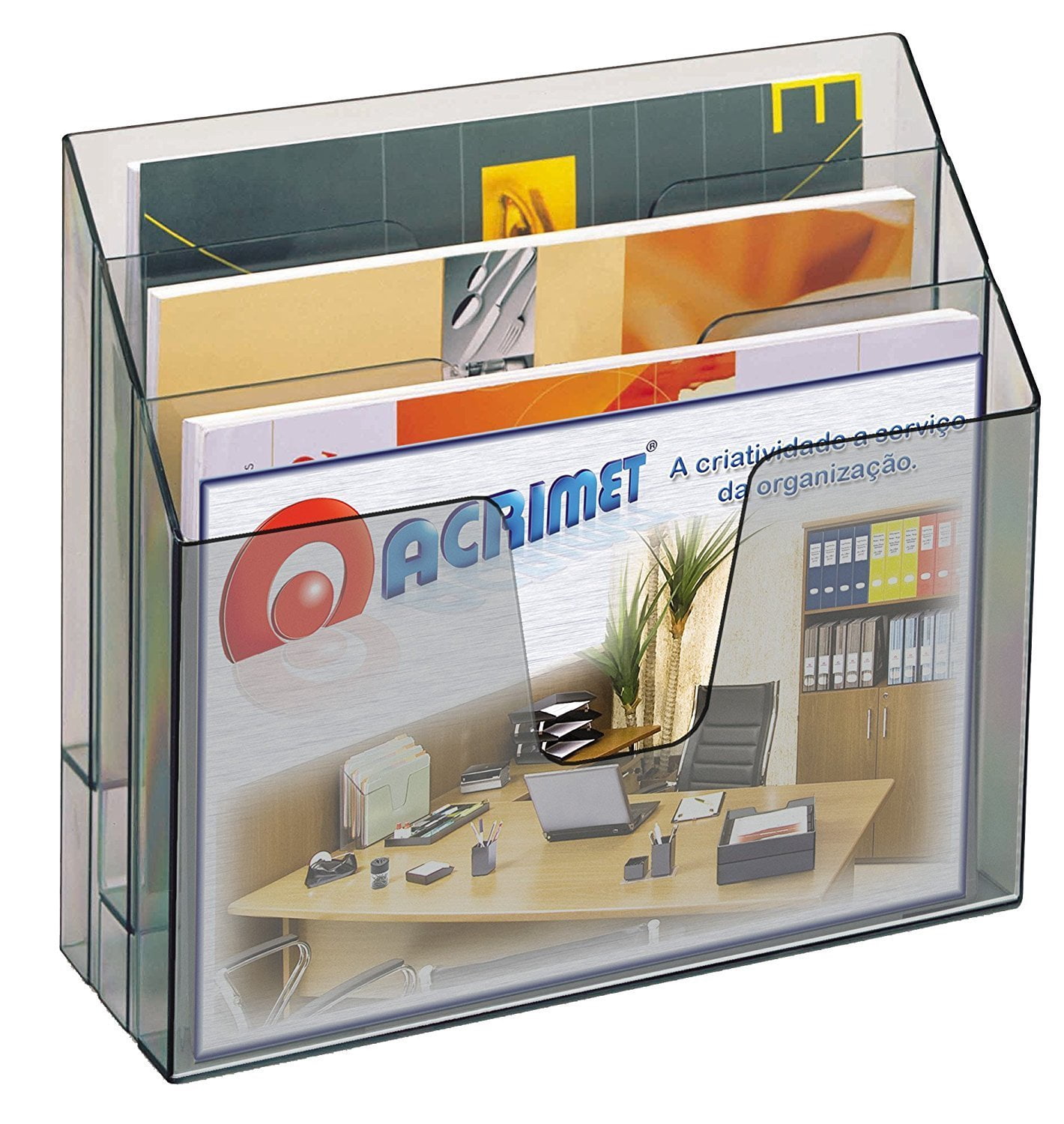 Acrimet Horizontal Triple File Folder Organizer (Smoke Color)