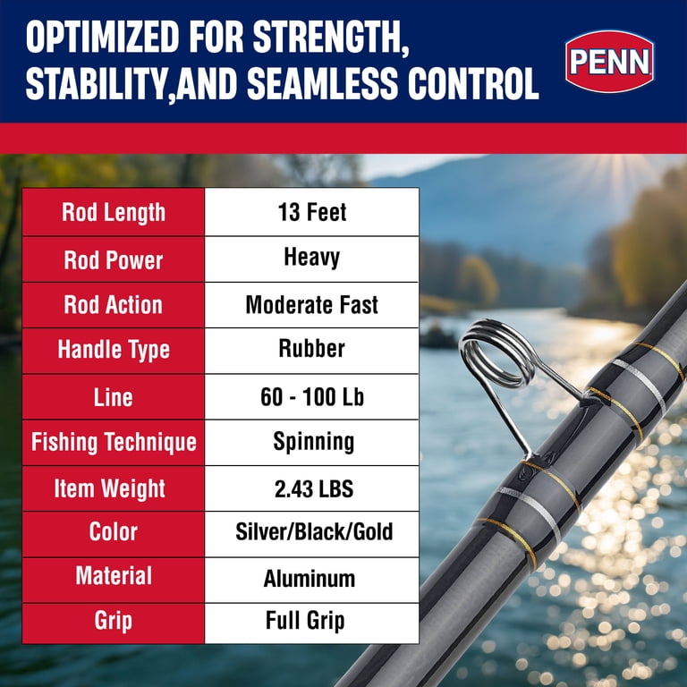 Penn Carnage III Surf Conventional Casting Fishing Rod, 13' ULUA