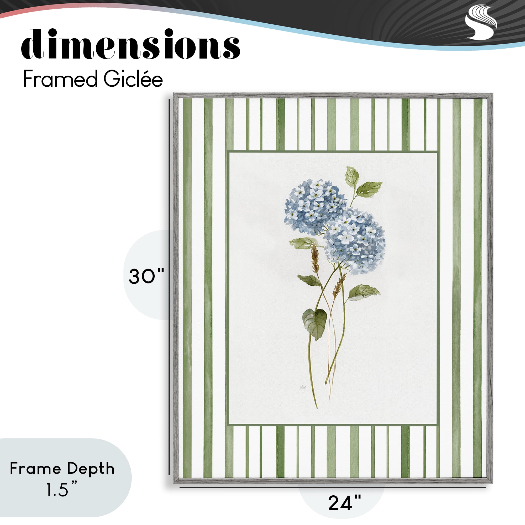 Stupell Industries Delicate Hydrangea & Dried Wheat Gray Framed Giclee Art, design by Nan