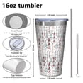 thumbnail image 4 of 16oz Tumblers White Christmas Tree Pattern Stainless Steel Vacuum Insulated Double Wall Travel Tumbler Cups Mug with Lid and Straw,Cleaning Brush for Coffee,Tea, 4 of 4