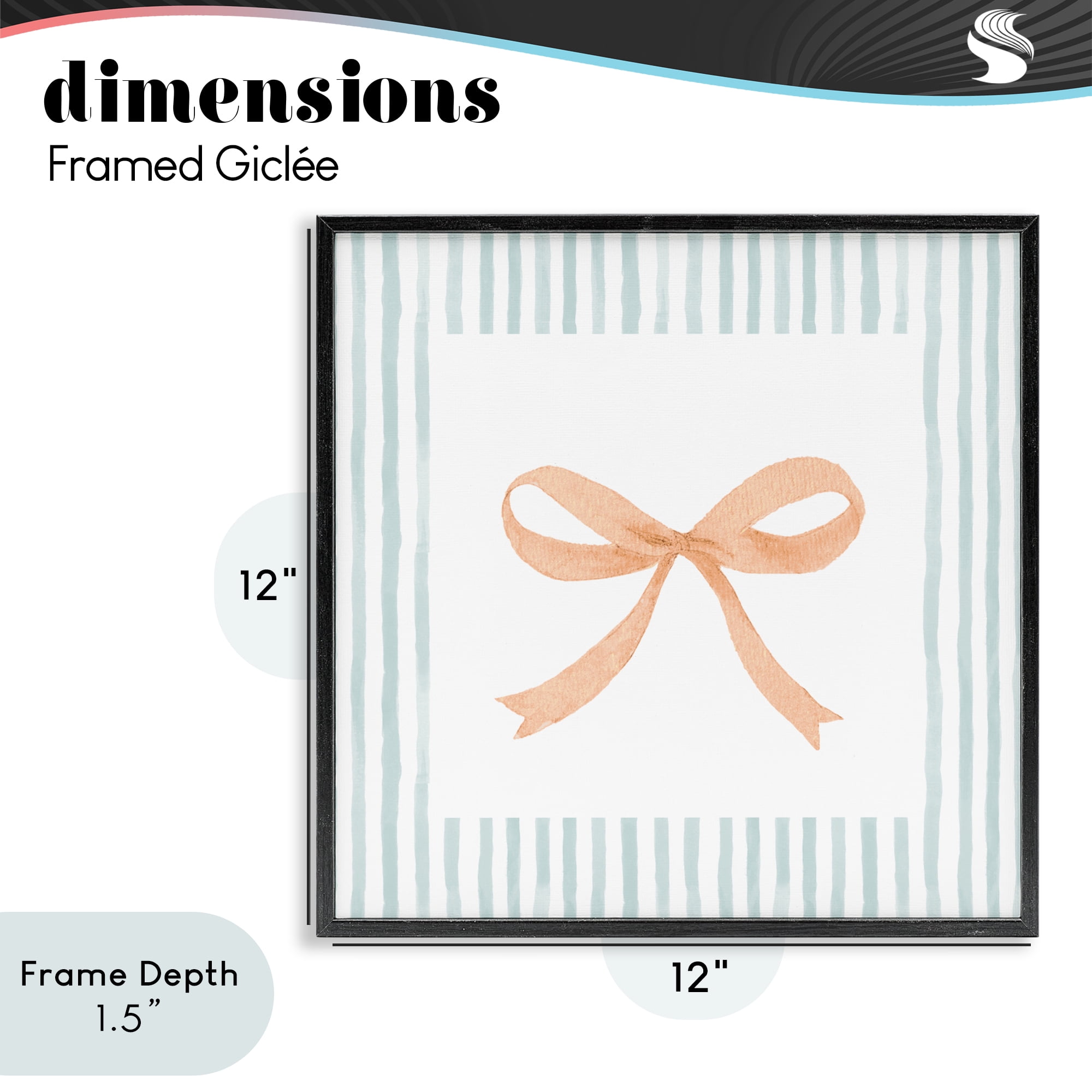 Stupell Industries Orange Bow with Stripe Border Black Framed Giclee Art, design by Patricia Pinto