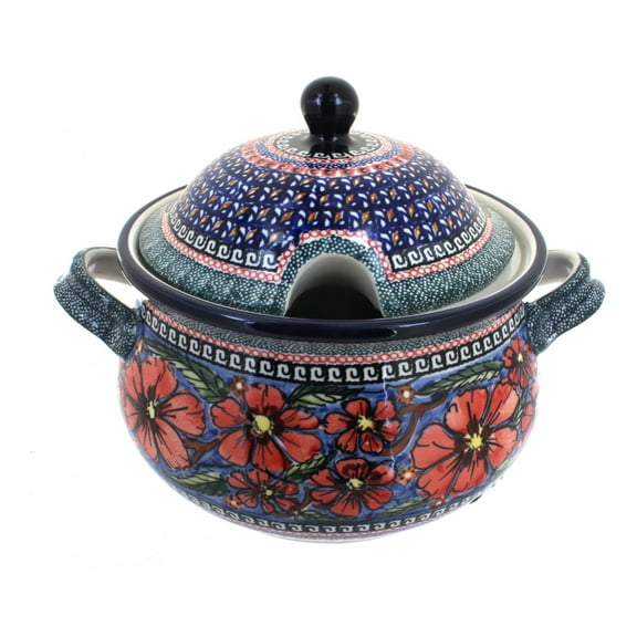 Blue Rose Polish Pottery Jungle Flower Soup Tureen