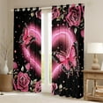 thumbnail image 2 of Erosebridal Love Heart Curtains,Romantic Rose 30%-50% Blackout Curtains 30-50% 42x90 inch,Pink Butterfly Curtains Drapes,Valentine Couple Window Curtains 2 Panels for Bedroom, 2 of 5