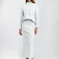 thumbnail image 2 of BLVB Women's Fall Winter 2 Piece Sweater Outfits Long Sleeve Turtleneck Tops Side Slit Maxi Long Skirt Knit Loungewear, 2 of 7