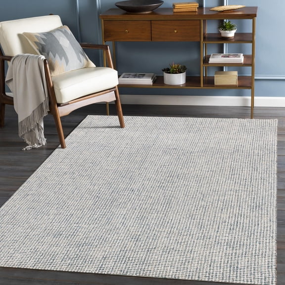 Harlow Hill Amelia 3' x 5' Blue/Cream Geometric Wool Indoor Area Rug