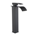 thumbnail image 1 of Grifo de baño de cascada Grifo mezclador de lavabo alto Grifo de lavabo de mano Cuerpo de cobre duradero Grifos de diseño elegante Mezclador de lavabo cromado Tapblack_ kaili Sencillez, 1 of 5