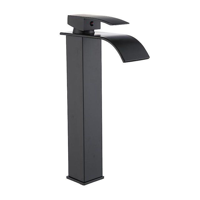 Grifo de baño de cascada Grifo mezclador de lavabo alto Grifo de lavabo de mano Cuerpo de cobre duradero Grifos de diseño elegante Mezclador de lavabo cromado Tapblack_ kaili Sencillez