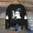thumbnail image 5 of Ounisa Thanksgiving Halloween Pumpkin Sweatshirt Crewneck Pullover Ghost Print Casual Loose Long Sleeve Tops Shirts, 5 of 8