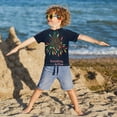 thumbnail image 3 of FORMRS Boys Rash Guard Short Sleeves Swim Shirt Quick Dry UPF 50+ Sun Protection, Sizes 3-12T, Blue Christmas Light, 3 of 6