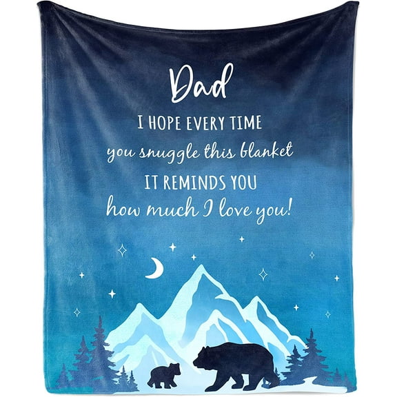 Dad Gifts Blanket, Birthday Gifts for Dad from Daughter Son 60"x50" Throw Blanket, Fathers Day Papa Gifts from Kids, Best Dad Ever Gifts Ideas from Son, Bonus Dad Gifts for Daddy