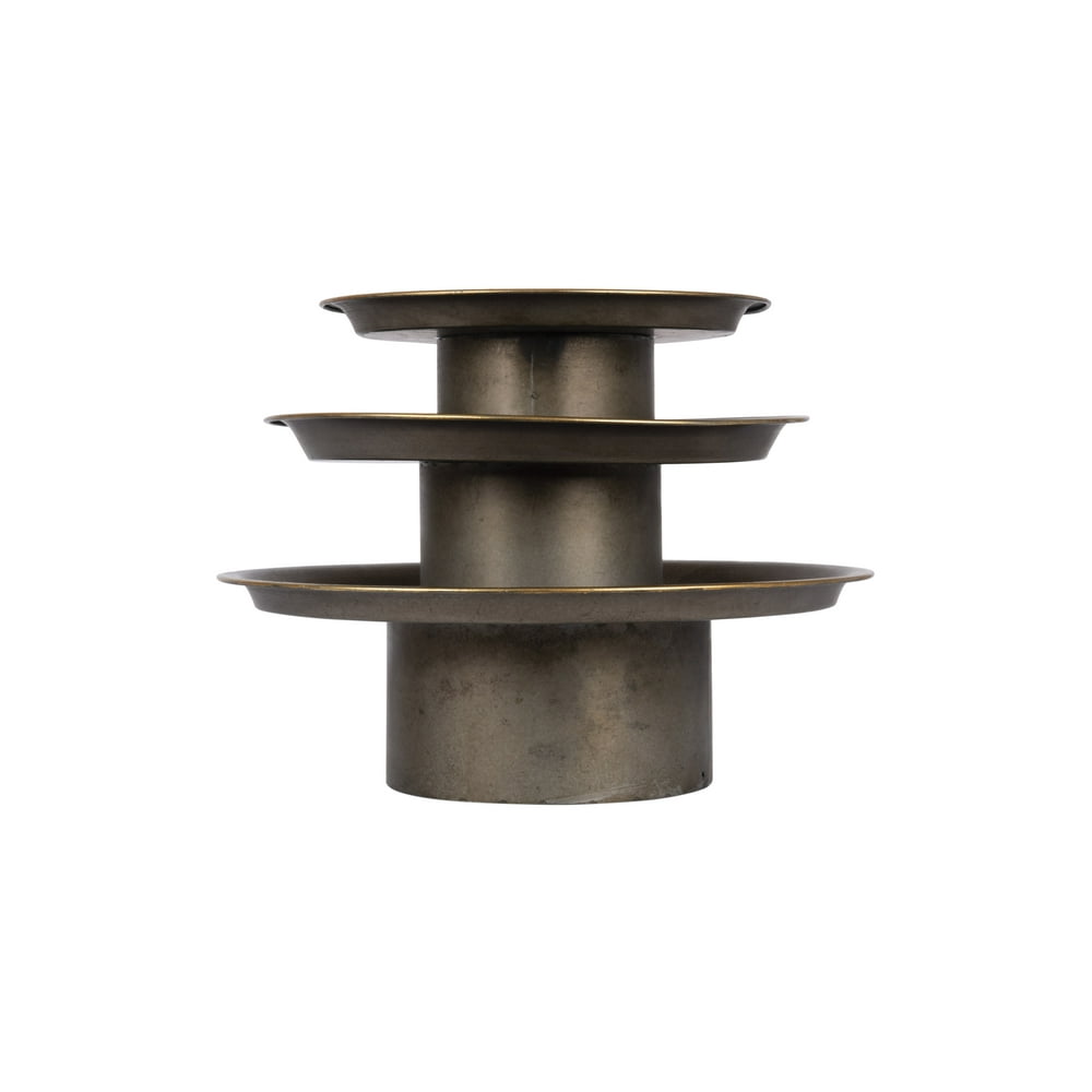 Creative CoOp Round Decorative Metal Pedestals with Zinc Finish (Set