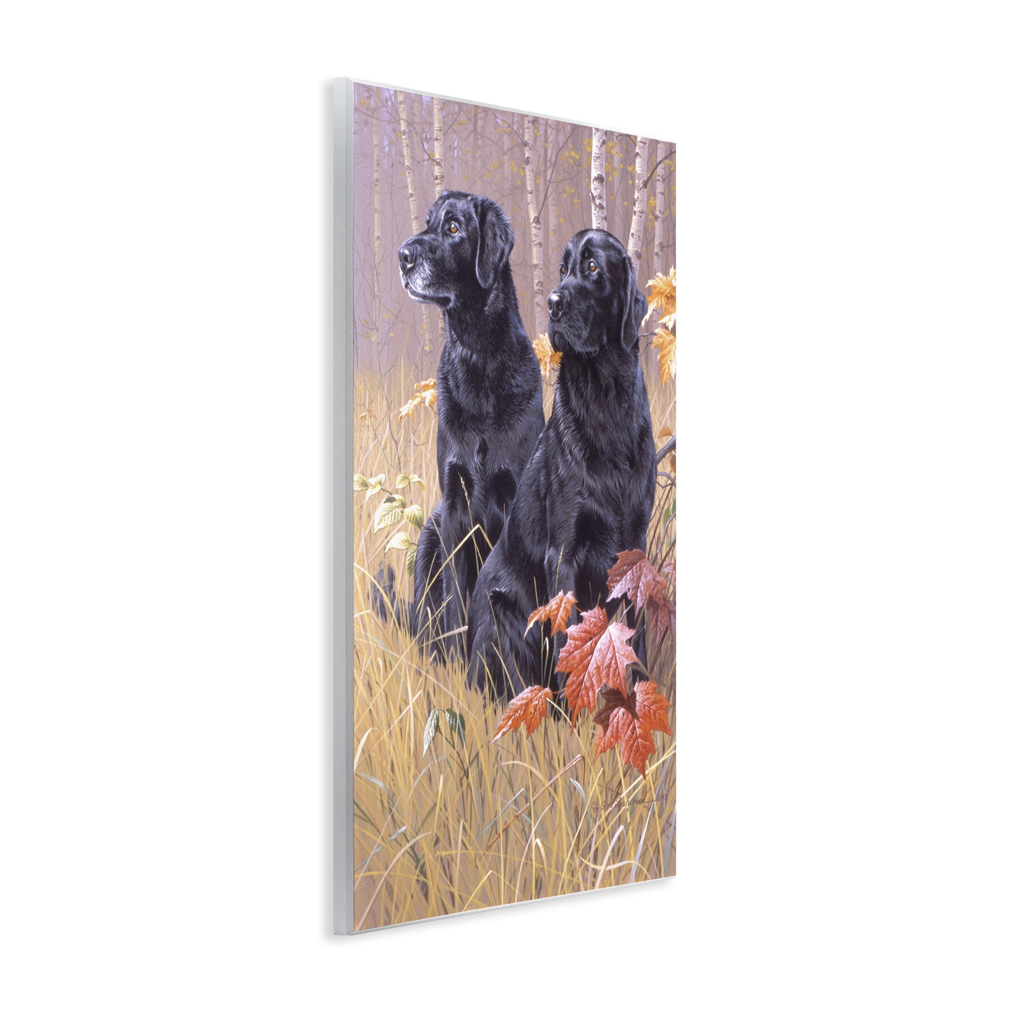 Stupell Industries Autumnal Black Dogs Animals Painting Unframed Art Print Wall Art, 10 x 15