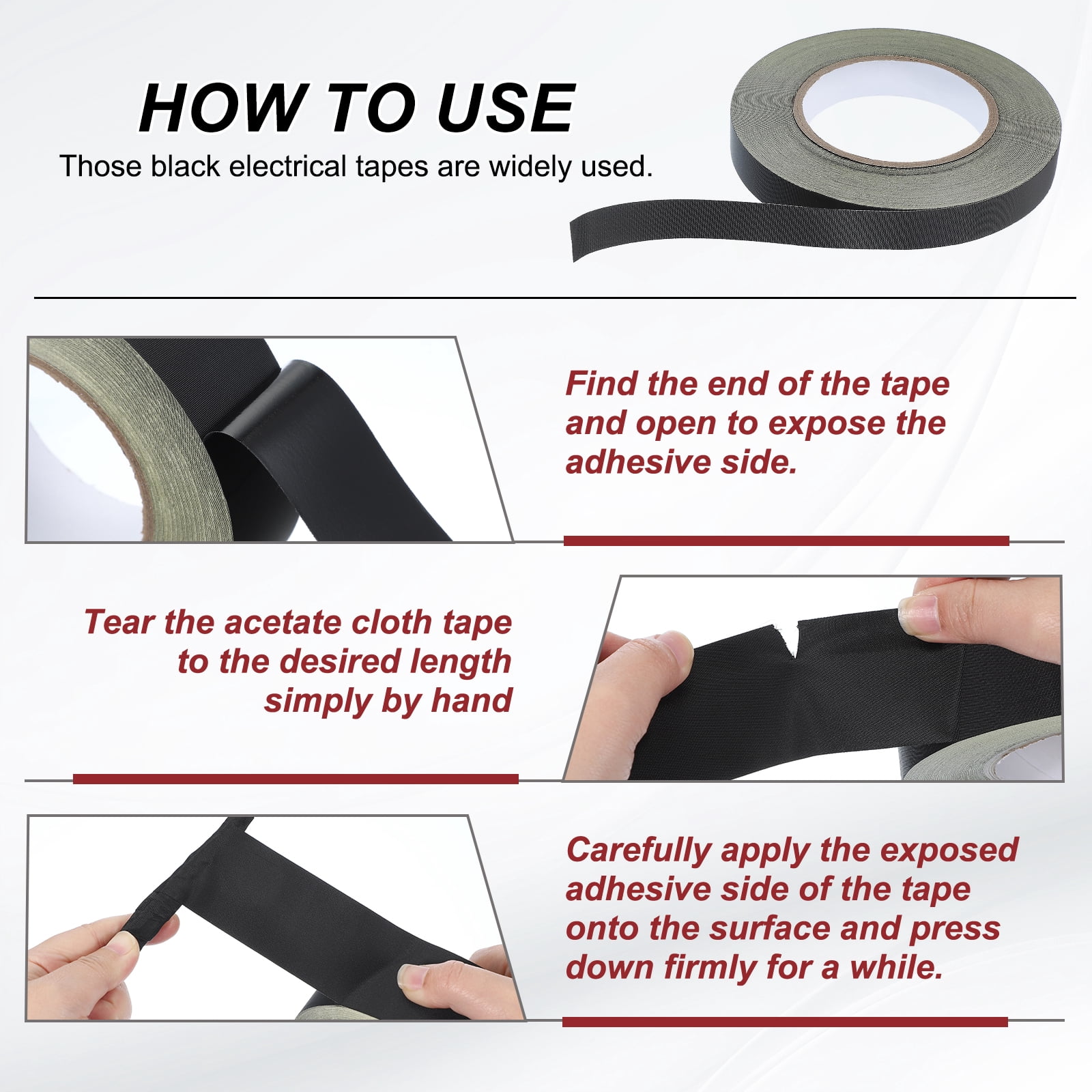 Uxcell Electrical Tape Acetate Cloth Insulation Tape Flame Retardant High Temperature Resistant for Motor Wire Harness Winding Metal Repair 98 Feet x 0.8 Inch Black