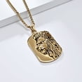 thumbnail image 2 of Wild Lion Face Men Necklaces Military Card 14K White Gold  Animal Pendant Chain Rock Punk for Friend Male Jewelry Best Gift, 2 of 7