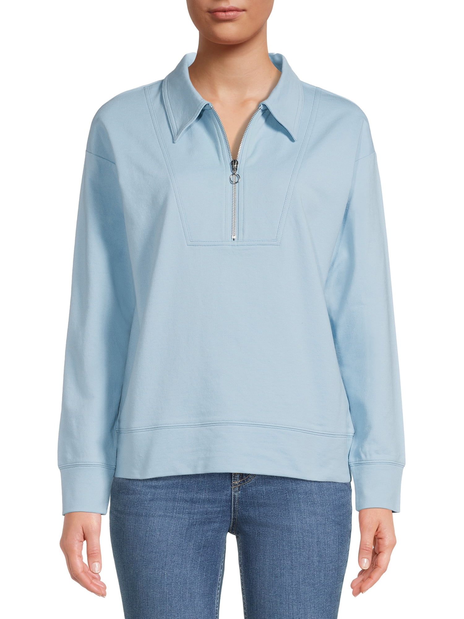 Time And Tru Women's Quarter Zip Sweatshirt