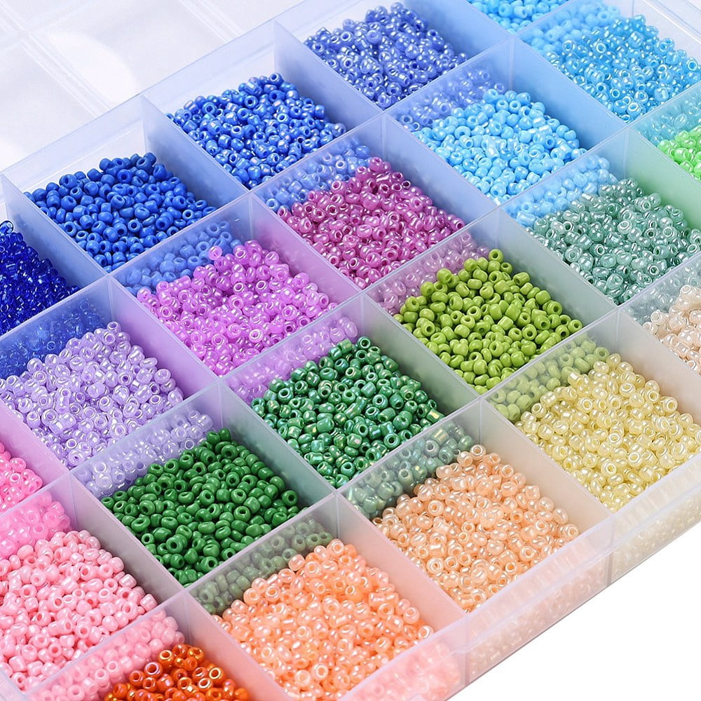 1Set DIY Stretch Jewelry Making Kits Including Glass Seed Beads Metal Findings Stainless Steel Scissors Elastic Crystal Thread Steel Beading Needles 2mm Hole: 1mm about 800pcs/12g