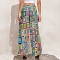 thumbnail image 3 of Fun Colorful Patchwork Pants Retro Tiles Print Casual Wide Leg Pants Woman Big Size Beach Graphic Straight Trousers, 3 of 6