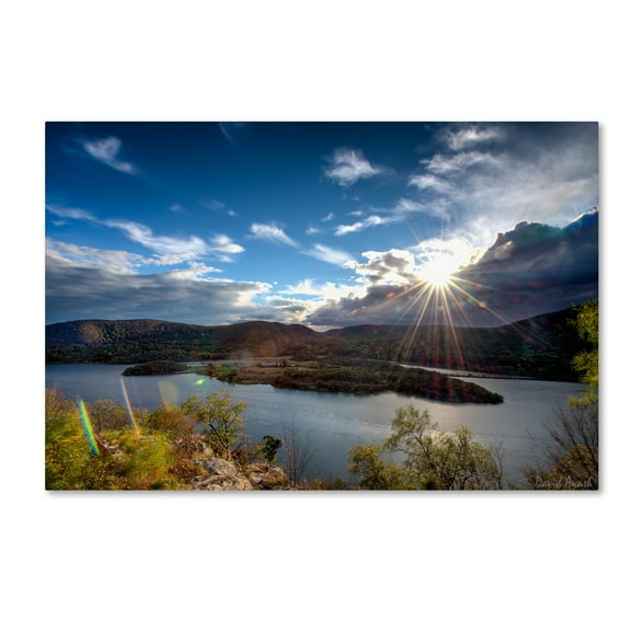 David Ayash 'Sunset Over the Hudson' Canvas Art