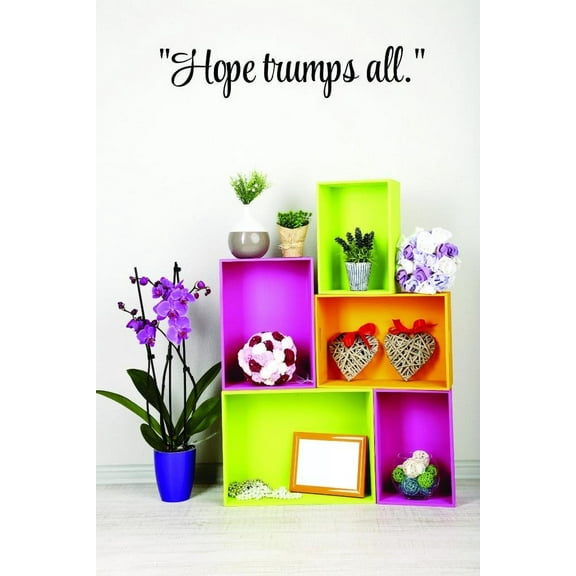 Custom Decals Hope Trumps All.Wall Art Size: 8 X 30 Inches Color: Black
