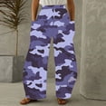 thumbnail image 2 of Sexlip Womens Camo Print High Waist Multi Pocket Cargo Pants Durable Functional Outdoor Hiking Outfit Purple M, 2 of 5