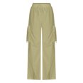 thumbnail image 5 of Ndbuld Cargo Pants Women High Waisted Parachute Pants Women's Solid Color High Waist Flap Pocket Work Pants Trousers With Pockets Summer Savings Evergreen Green L, 5 of 6