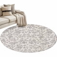 thumbnail image 2 of Farmhouse Flower Round Area Rug 4 FT, Non Slip Indoor Outdoor Rug, Botanical Vintage Grey Leaf Plant Washable Soft Circular Carpet Non-Shedding Floor Mat for Coffee Table Nursery Foyer Balcony, 2 of 8