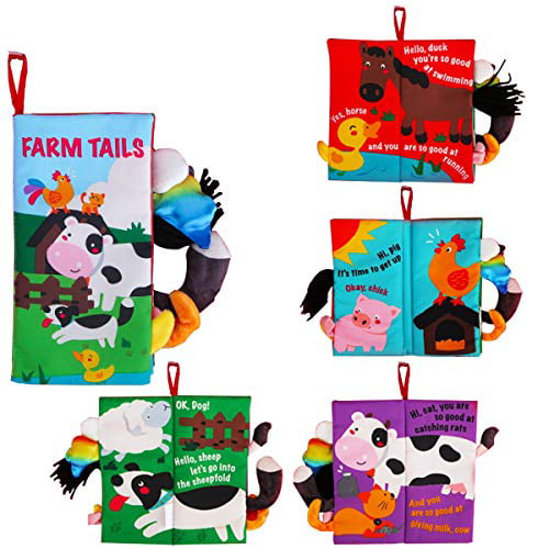 Beiens Soft Baby Cloth Books,Touch And Feel Crinkle Tail Books, Cloth Books  Set For Babies,Infants & Toddler Early Children Development Interactive 