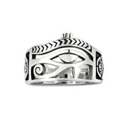 AERAVIDA Egyptian Eye of Horus Ankh Cross Sterling Silver Ring