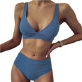 thumbnail image 1 of ENJOYW 2 Pcs/Set Women Swimsuit Sleeveless Strap V Neck Triangular Bikini Set for Water ActivityPolyester, 1 of 7