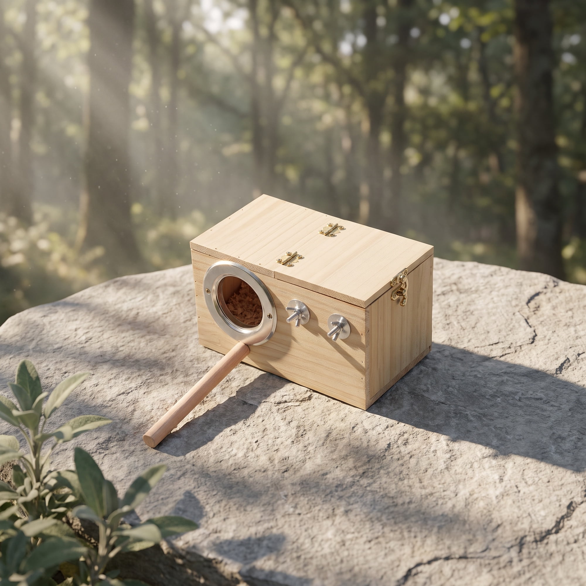 NUOLUX Khaki Parrot Nest Box with Transparent Window and Easy Remove Design for Cage Use