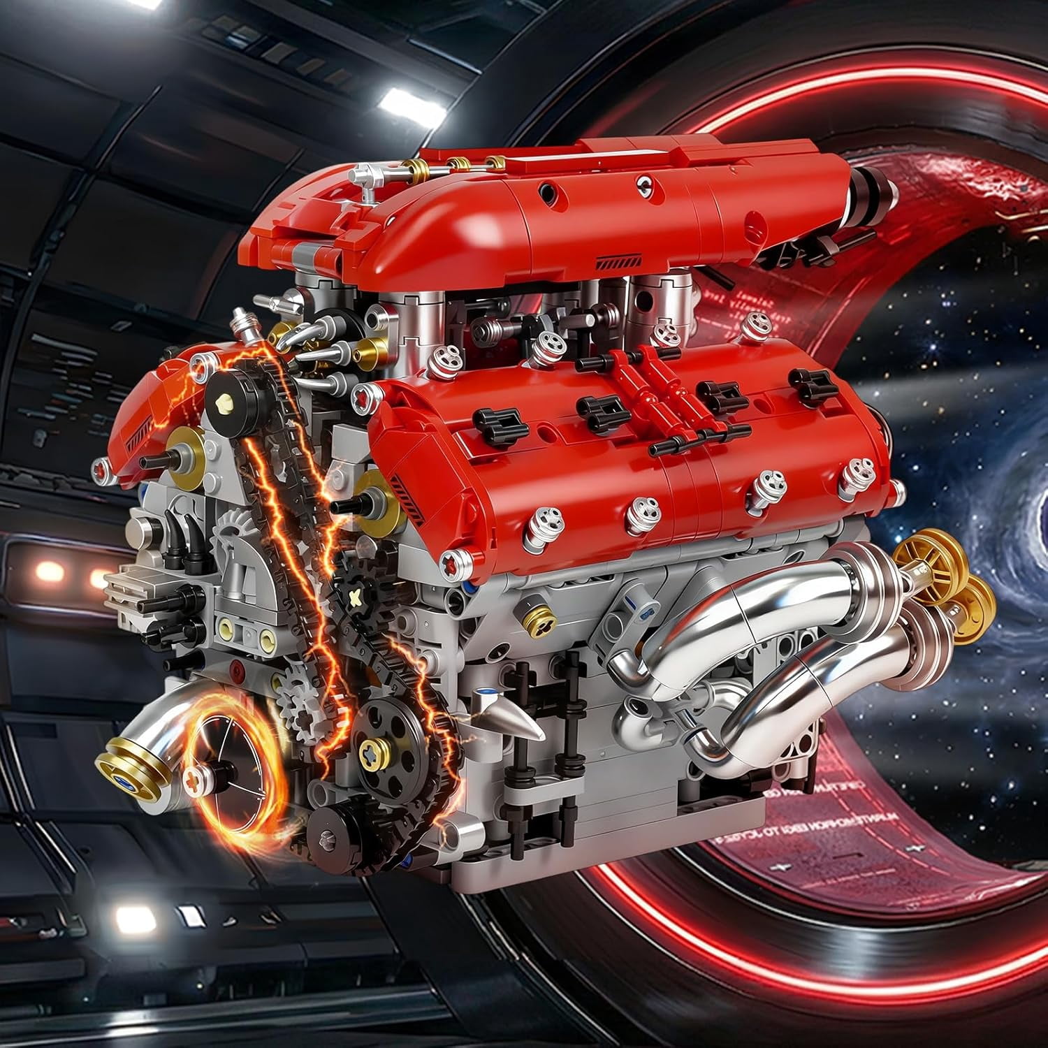 V8 Engine Model Kit, Build Your Own Visible Car Motor, Advanced STEM Mechanical Building Block Set for Adults, Collectible Engine Model for Display