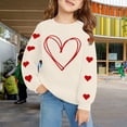 thumbnail image 4 of GiLiling Girls Preppy Heart Sweatshirt, Oversized Pullover Sweatshirt, Kids Fall Winter Long Sleeve Cute Trendy Hoodie with Pocket (Beige, 7-8 Years), 4 of 6