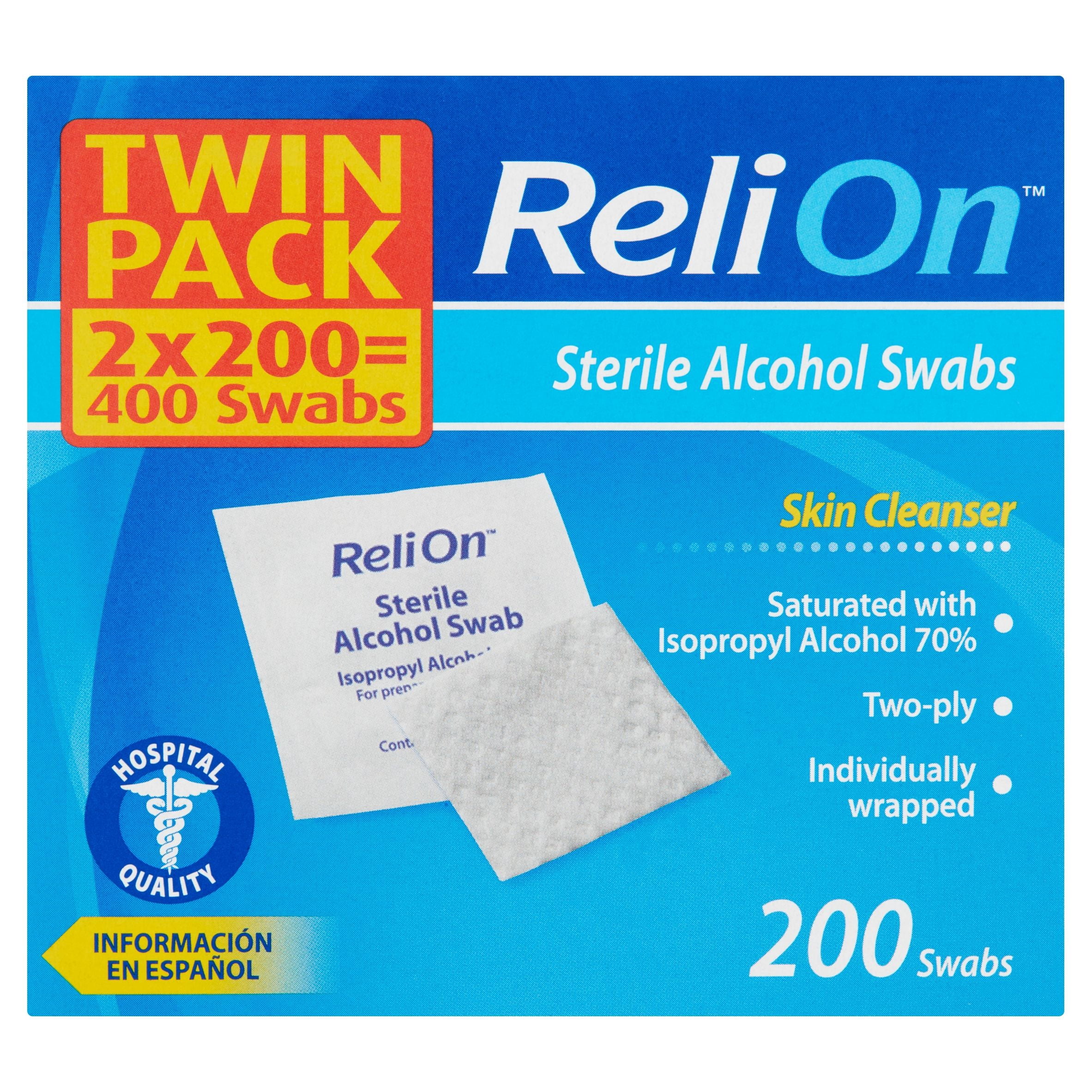 ReliOn Skin Cleanser Sterile Alcohol Swabs Twin Pack, 400 count, 2 pack