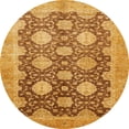 thumbnail image 1 of Ahgly Tapis Rond Abstrait Sedona Brun Oriental pour Intérieur, 5 Pieds Rond, 1 of 6