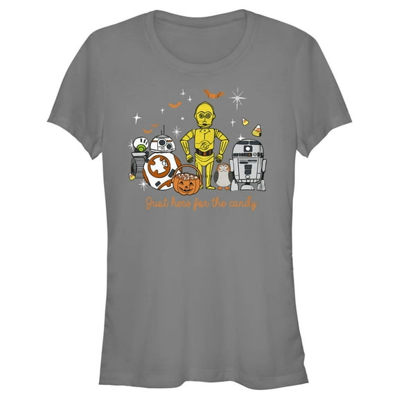 Junior's Star Wars Halloween Here for Treat Friends Graphic Tee Charcoal Small
