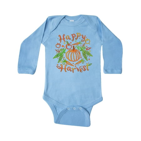 

Inktastic Happy Harvest Pumpkin and Vegetables in Orange and Green Gift Baby Boy or Baby Girl Long Sleeve Bodysuit