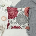 COMIO Burgundy Red Throw Pillows Covers, Wine Red Dahlia Flower Pillow Cushion Cases, Oriental
