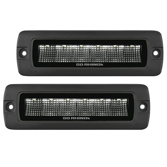 Go Rhino 750300621FBF Blackout Series - SIXLINE 6-LED Flood Lights with Flush Mount, Pair