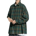 thumbnail image 3 of LEBONYARD Mens T-Shirts Big and Tall,Men's Plaid Shirts Jacket,Men Casual Printing Pocket Long Sleeve Turndown Collar Blouse Shirt Green XXL, 3 of 3