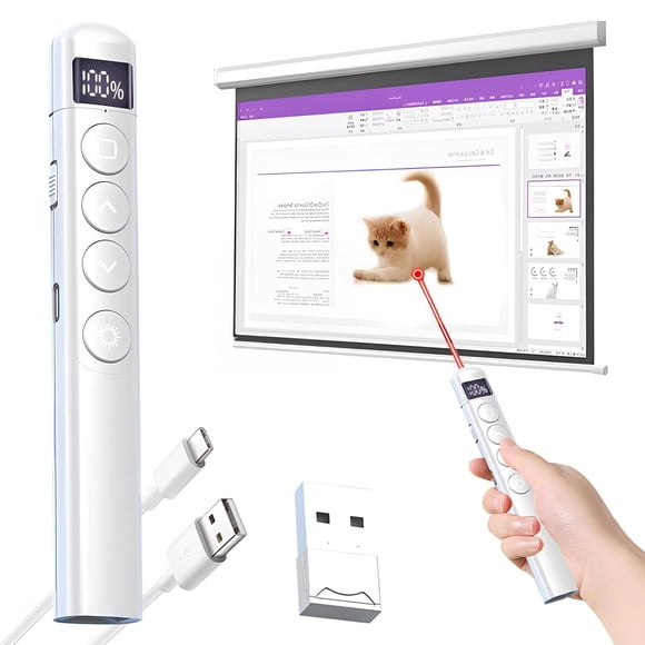 Presentador Inalámbrico SYCHUNQI Negro Recargable y Pantalla LED para Presentaciones