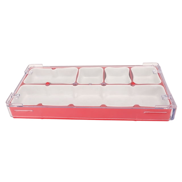 Caja de almacenamiento de piezas de reloj, forro de goma suave apilable, tornillos para reloj, contenedor de almacenamiento rojo para collar