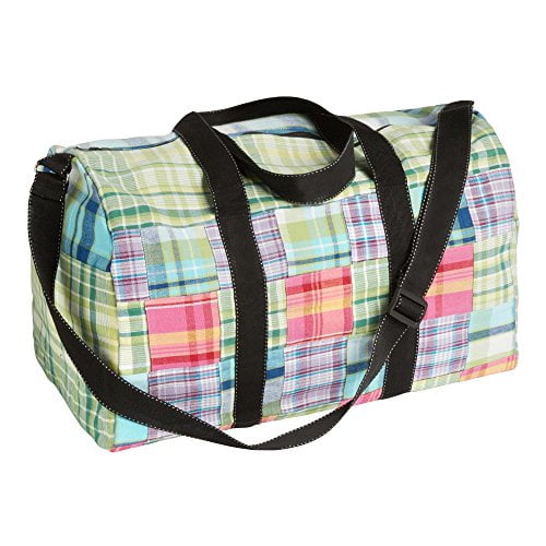 Nantucket Home Plaid Patchwork Duffle Duffel Gym Bag (Blue Pink) by Nantucket Distributing