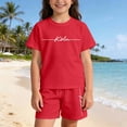 thumbnail image 2 of XIYON Girls Clothing Sets Casual Unisex Letter Print Top And Shorts For Kids Cozy Loose Fit Outfit Everyday Wear Street Style For Boys Girls Fashion Kids Clothing, 2 of 7