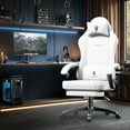 thumbnail image 4 of Dowinx Ergonomic Gaming Chair with Pocket Spring Cushion & Massage Lumbar Support - High Back Office Computer Chair with Footrest for Adults, 300LBS Capacity, Leather Design， White, 4 of 8