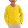 thumbnail image 4 of HAiming Kids Cardigan Button down Shirts Long Sleeve Comfy Loose Casual Solid Color Scoop Neck Blouses Vacation Outwear Tops, 4 of 9