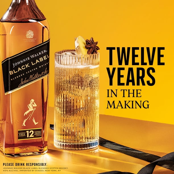 Johnnie Walker Black Label Blended Scotch Whisky, 750 ml, 40% ABV